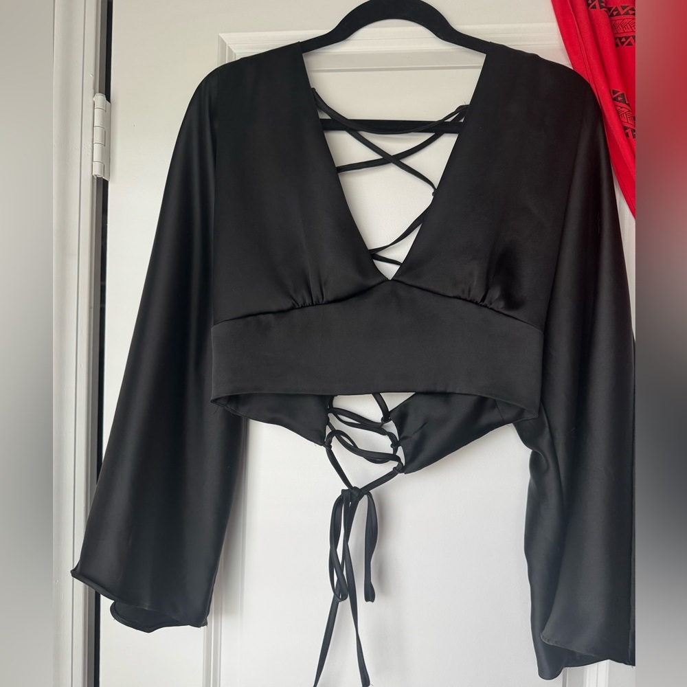 Zara corset-back top (wide sleeves)